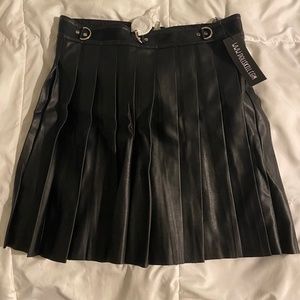Black vegan  leather mini skirt